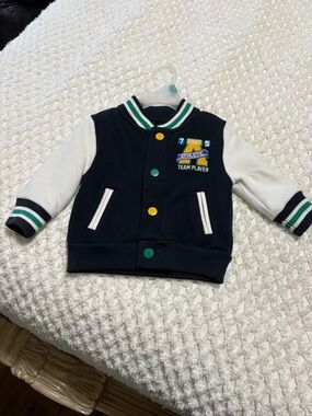 Vintage 80’s fresh Navy & White Athletic Team Player Varsity Jacket